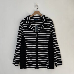 Karen Scott Notch Collar Zip-Front Black Jacket Women's Plus Size 2X NWT